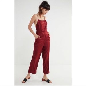 burgundy jumpsuit xs